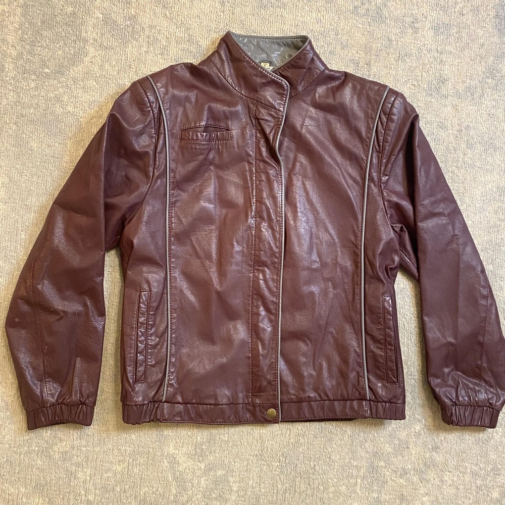 Vintage Sears Carriage Court Jacket Womens 6 Brown Leather Moto Korea 90s